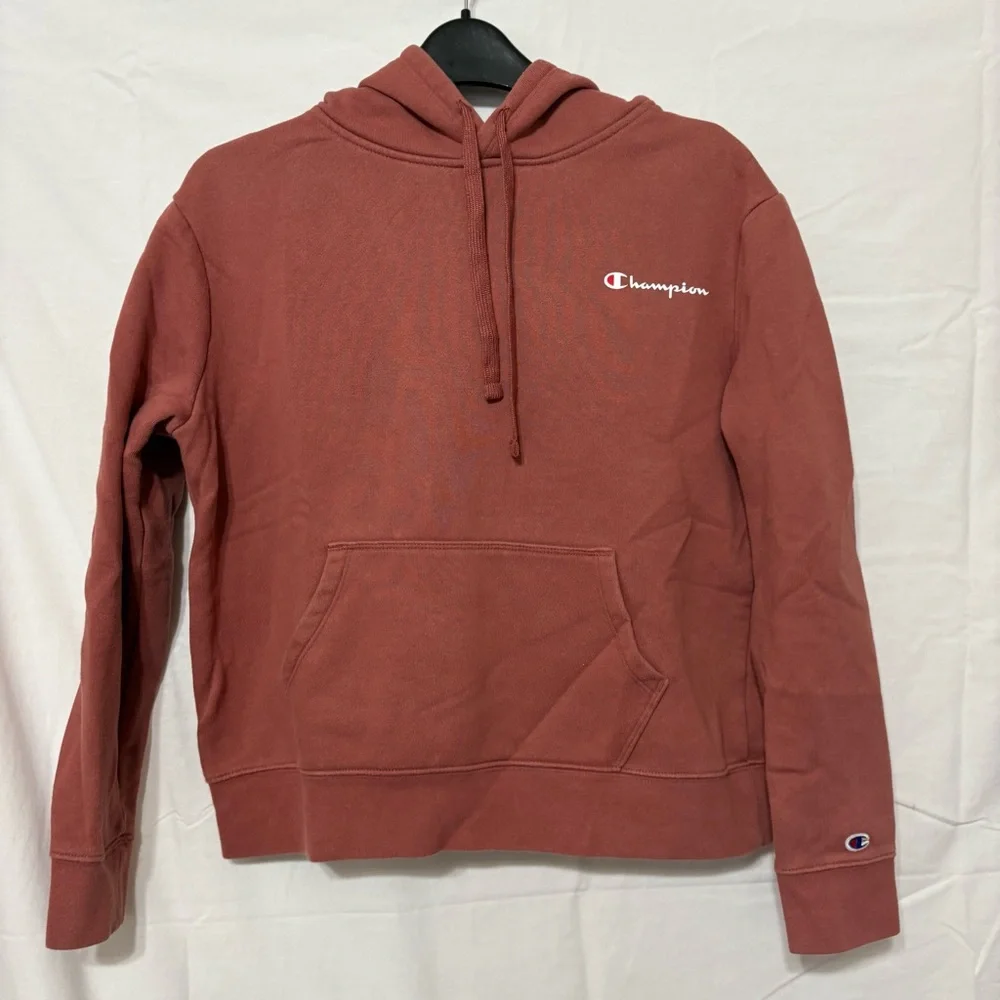 Champion Women's Powerblend Fleece Hoodie in Sandalwood Red. - Picture 2 of 8